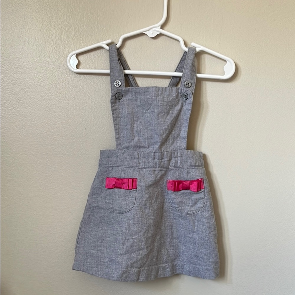 Janie and Jack Charcoal Overalls with Fuchsia Details